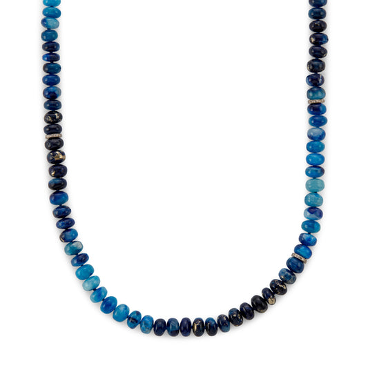 Afghanite Necklace with Pavé Diamond Rondelles - Wylde Grey