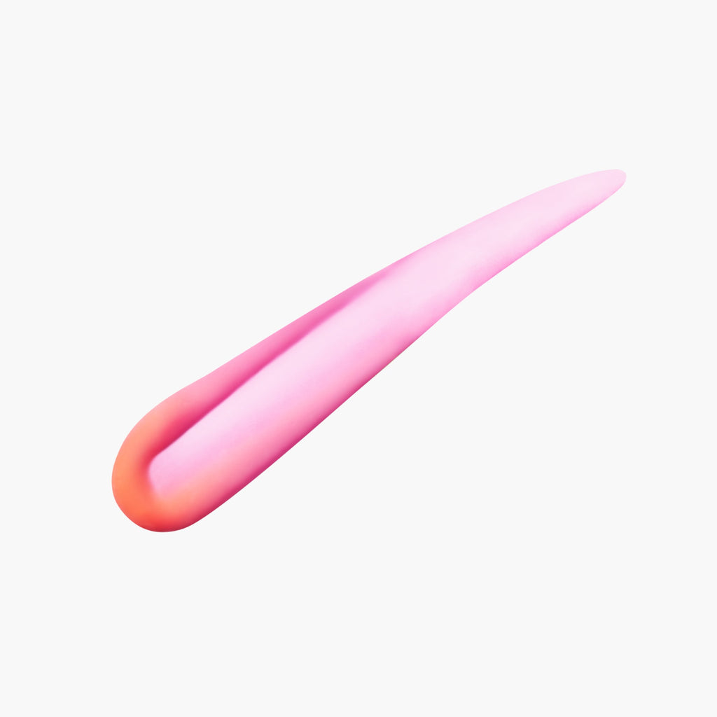 Swatch of pink jelly lip tint makeup on white background