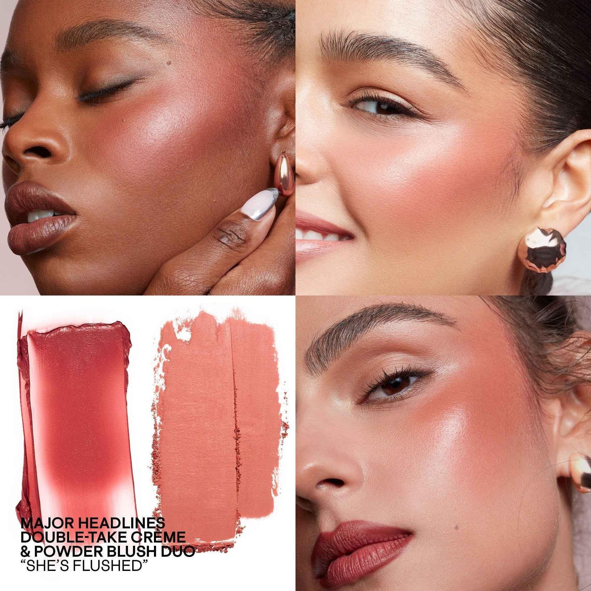 Patrick Ta Major Headlines Double-Take Crème & Powder Blush Duo - Patrick Ta - Face Makeup - She Left Me On Red (Warm Vivid Red) - Wylde Grey