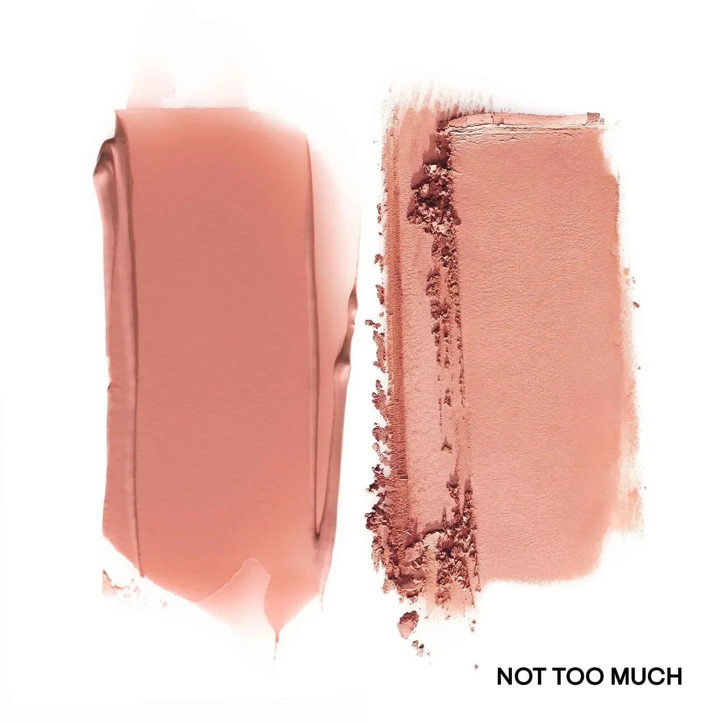 Creamy blush and powder blush duo in soft rosy nude, dewy and matte textures, shade Not Too Much.