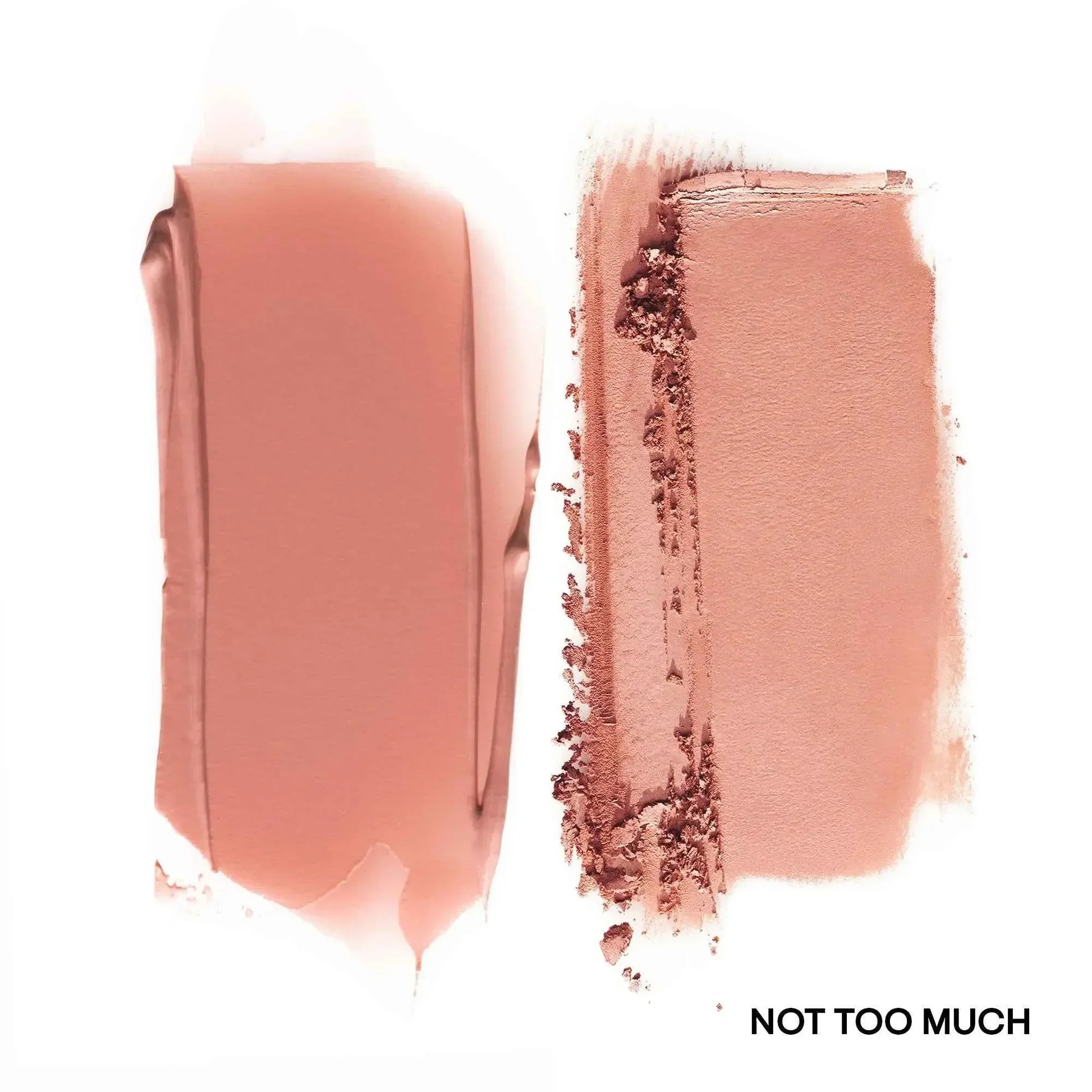 Creamy blush and powder blush duo in soft rosy nude, dewy and matte textures, shade Not Too Much.