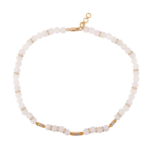 Rainbow Moonstone Diamond Chakra Collar, Citrine - Wylde Grey