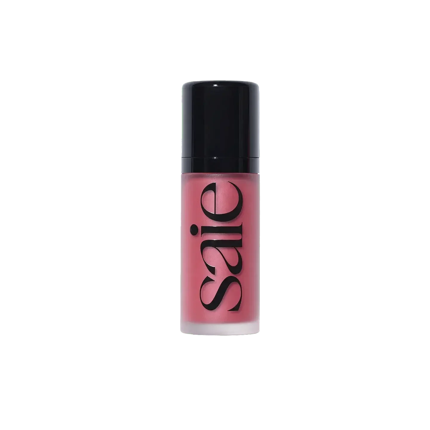 Rose pink liquid blush with creamy, dewy finish in sleek clear and black bottle