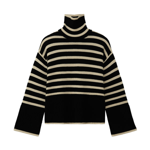 Signature Stripe Turtleneck - Wylde Grey