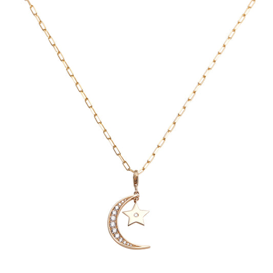 Star and Moon Charm Necklace - Wylde Grey