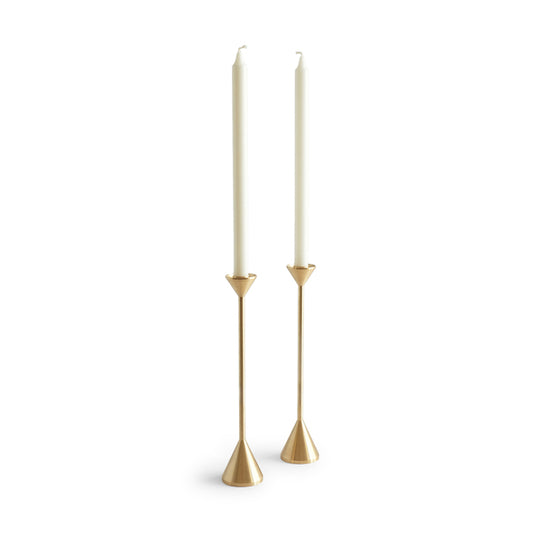 Tall Cone Spindle Candle Holder - Wylde Grey