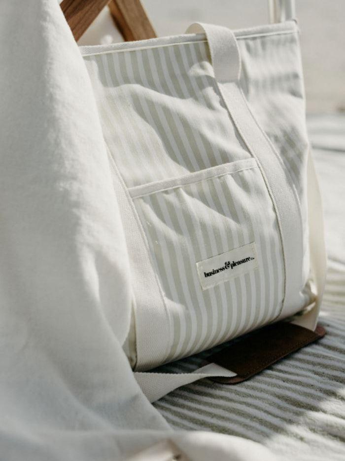 The Cooler Tote Bag - Sage Stripe - Wylde Grey