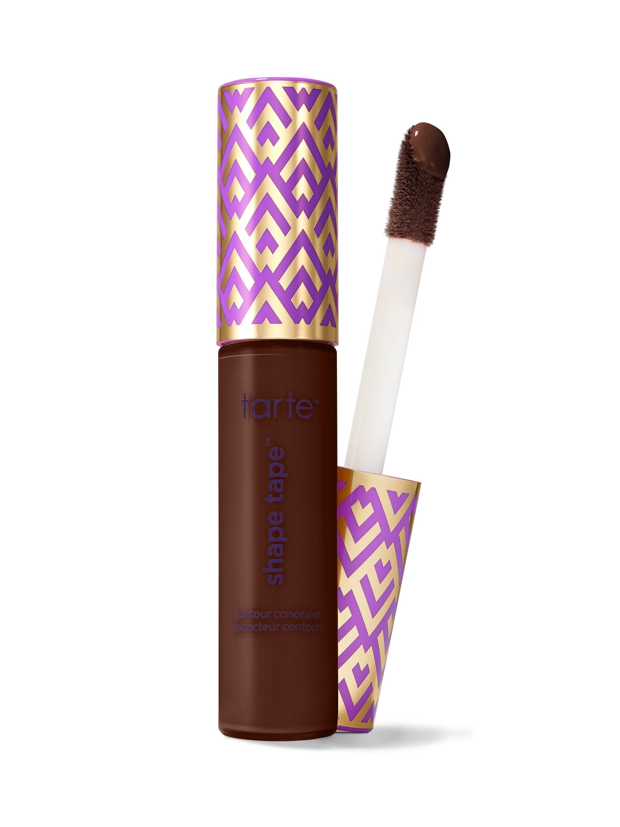 Tarte Shape Tape product with purple and gold packaging on a white background