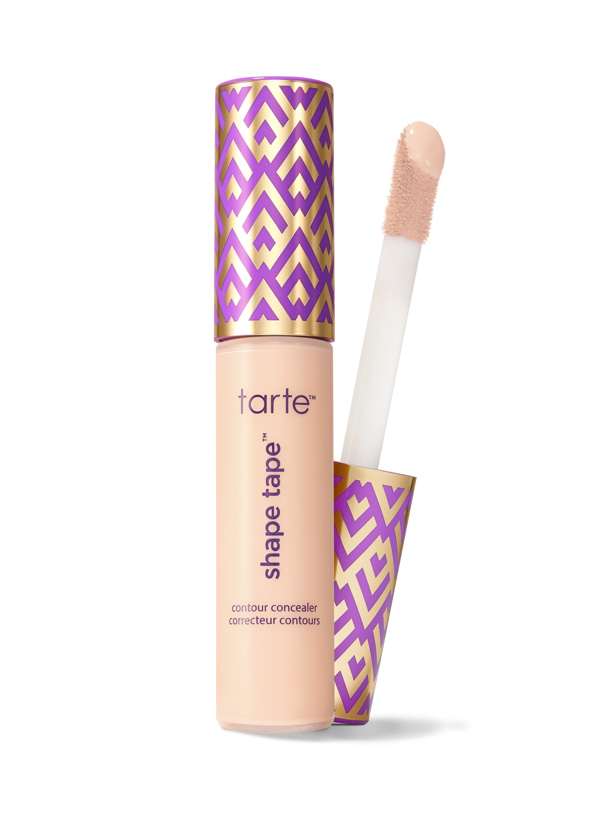 Tarte Shape Tape contour concealer with applicator on a white background