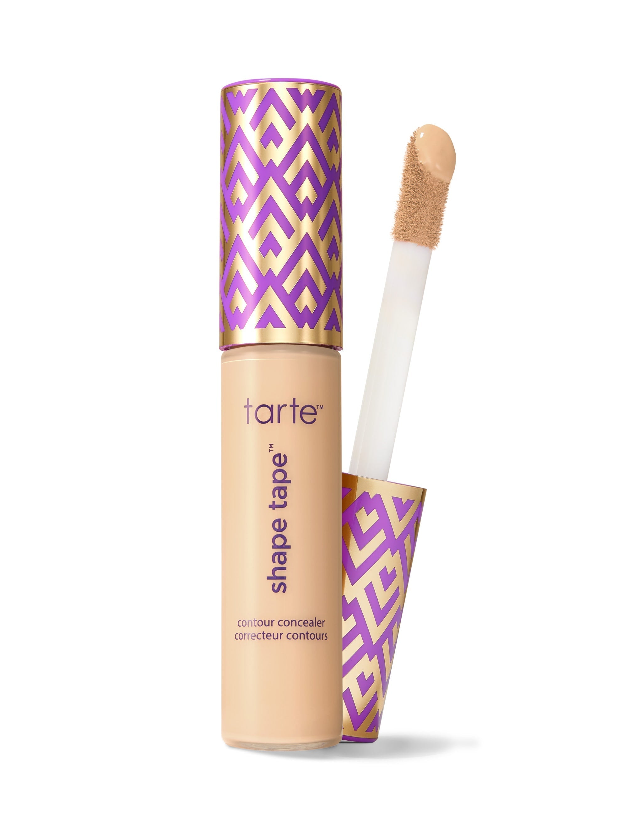 Tarte Shape Tape contour concealer with applicator on a white background