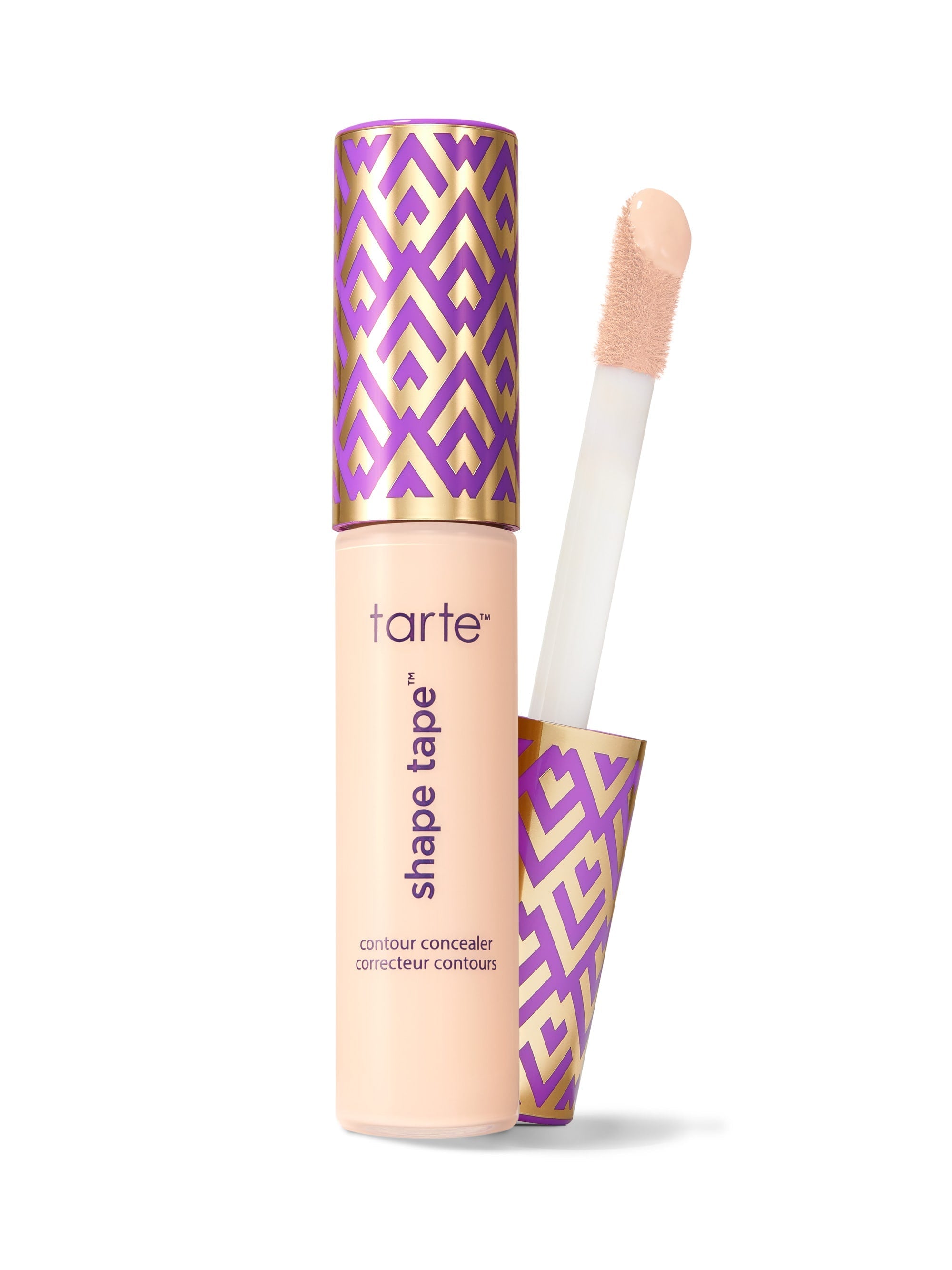 Tarte Shape Tape contour concealer with applicator on a white background