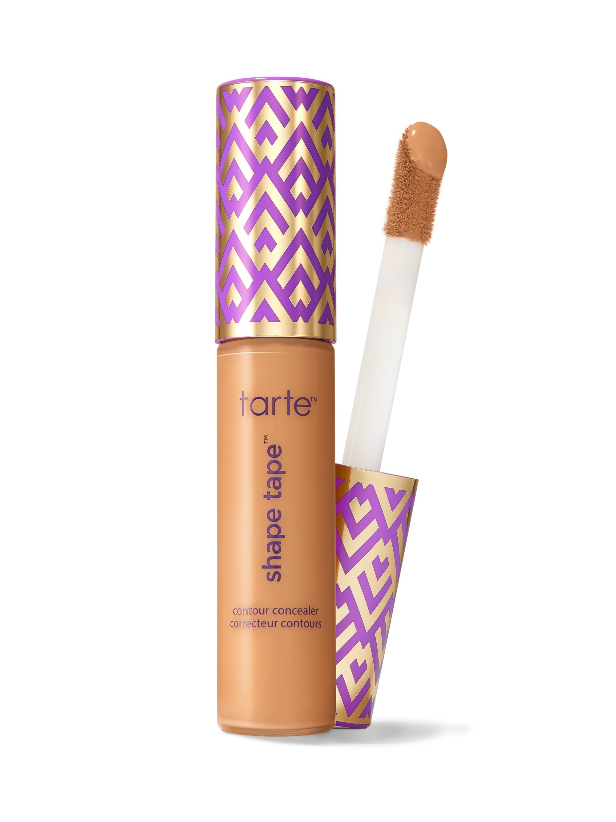 Tarte Shape Tape contour concealer with applicator on a white background