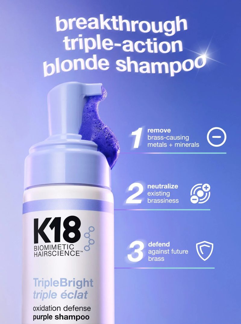 K18 TripleBright oxidation defense purple shampoo