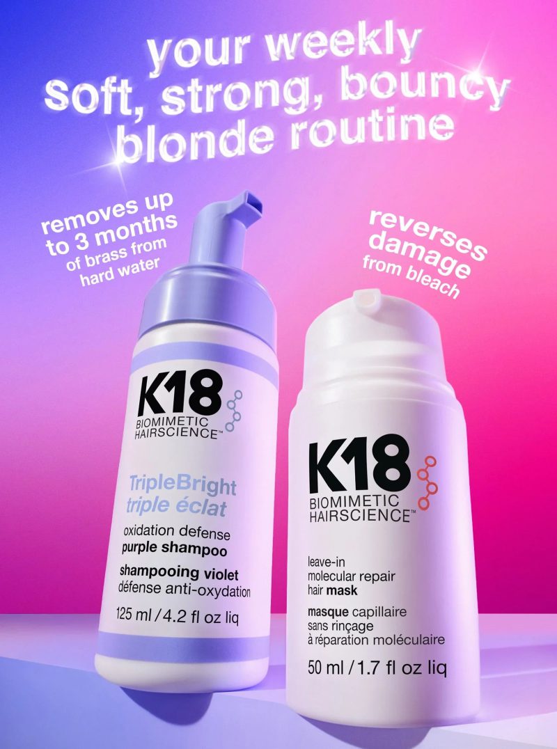 K18 TripleBright oxidation defense purple shampoo