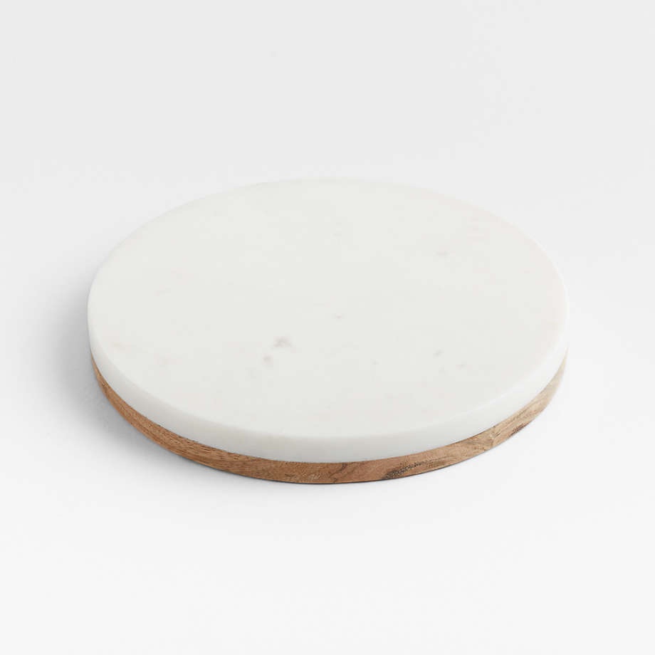 White and Marble Wooden Trivet